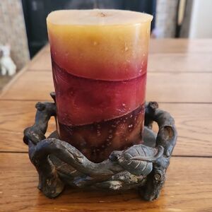 Rustic Twigs And Leaves Candle Holder